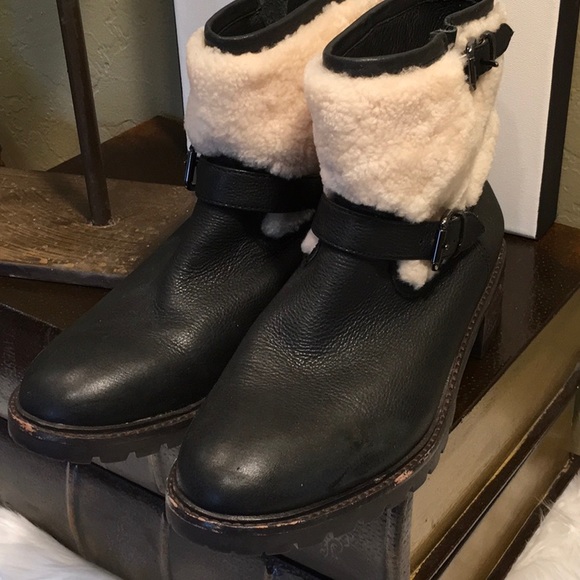 Coach Gabriella Shearling Ankle Bootie Boots I Size 10 - Picture 2 of 16